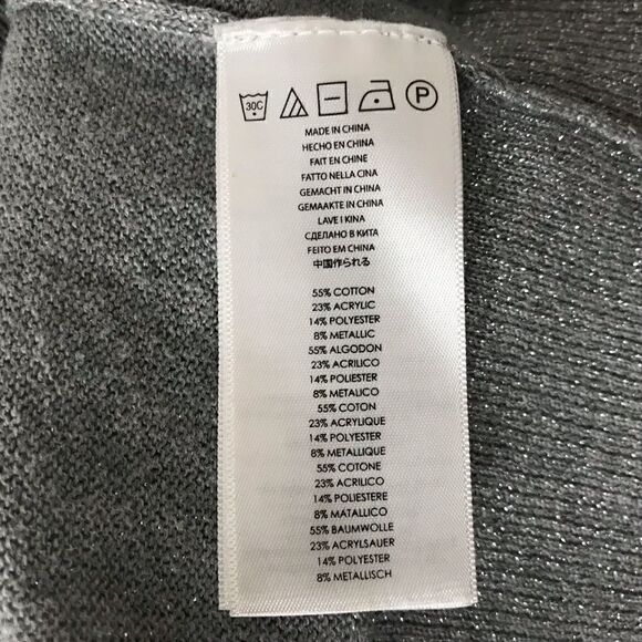 Michael Kors Cowl Neck Knit Silver Metallic Sweater Petite - Picture 10 of 10